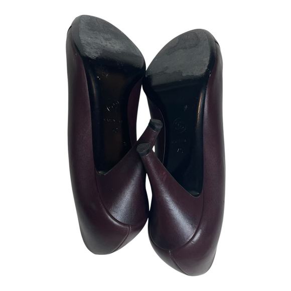 Chanel Bordeaux Leather Cap Toe Chain CC Charm Pumps 40 - Picture 8 of 11
